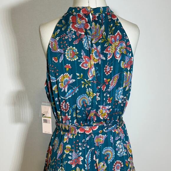 NWT Nanette Lepore Deep Lake Floral Yin Shadow Halter Maxi Dress Womens Size 14 - Picture 8 of 12